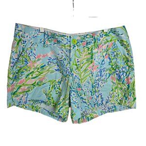 Lilly Pulitzer Callahan Shorts Size 12  Blue Heaven Floral Cotton 5" Inseam